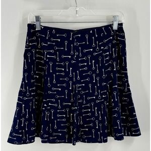 Banana Republic Womens Navy Blue Skeleton Key Print A-Line Mini Skirt Size 4